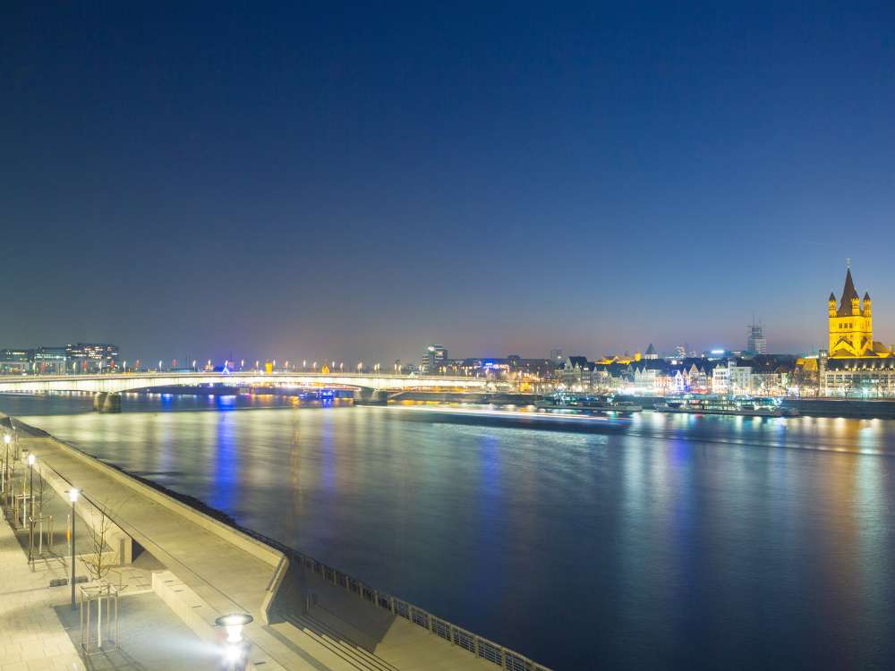 Rhine River in Cologne at Night